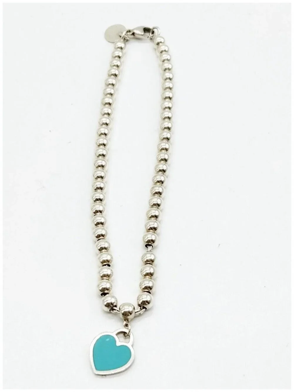 Authentic Tiffany & Co. Return to Tiffany Blue Heart Bead Bracelet Silver